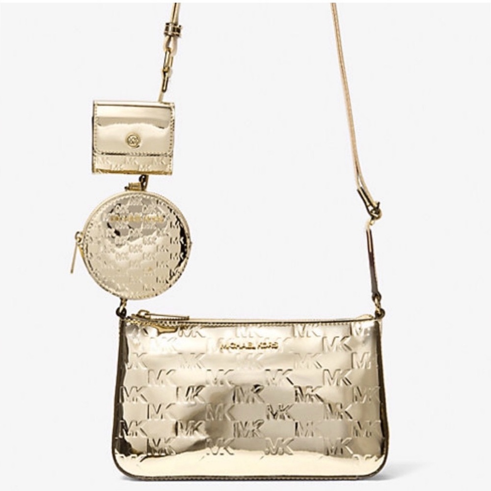Michael Kors Shiny Gold Crossbody Bag Set - Picture 3 of 4